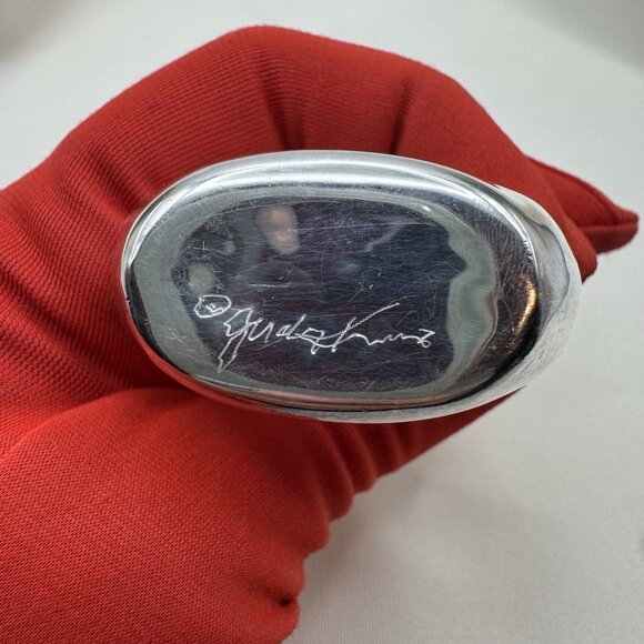 Vintage Sterling Silver Perfume Bottle Red Swirl Acrylic Top Signed Modernist - Picture 3 of 11